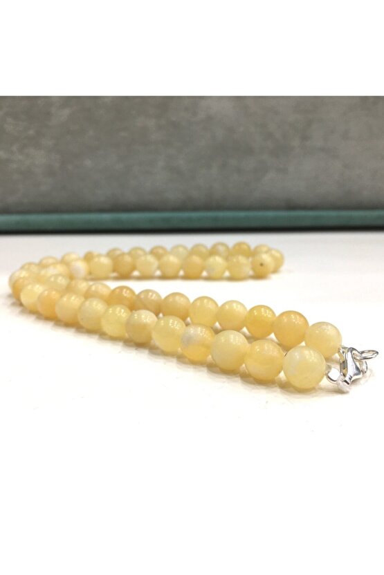 Gümüş Klipsli Doğal Kalsit Taşlı Kolye Cn389