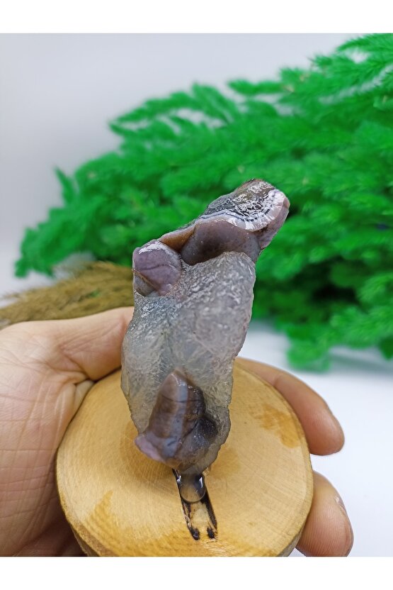 Kuvars Oluşumlu Madagaskar Akik Taşı Standlı Doğal Taş (sertifikalı)