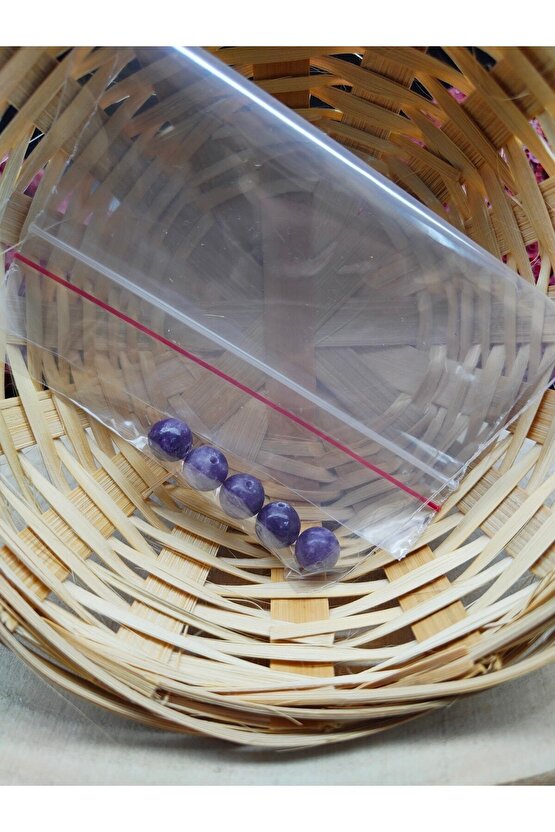 5 Adet Lepidolit Doğal Taş Boncuk (8 MM)