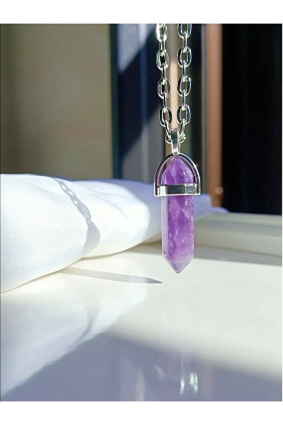 Ametist Opal Pembe Kuvars Üçlü Kombin Kolye Doğal Taş Kombin