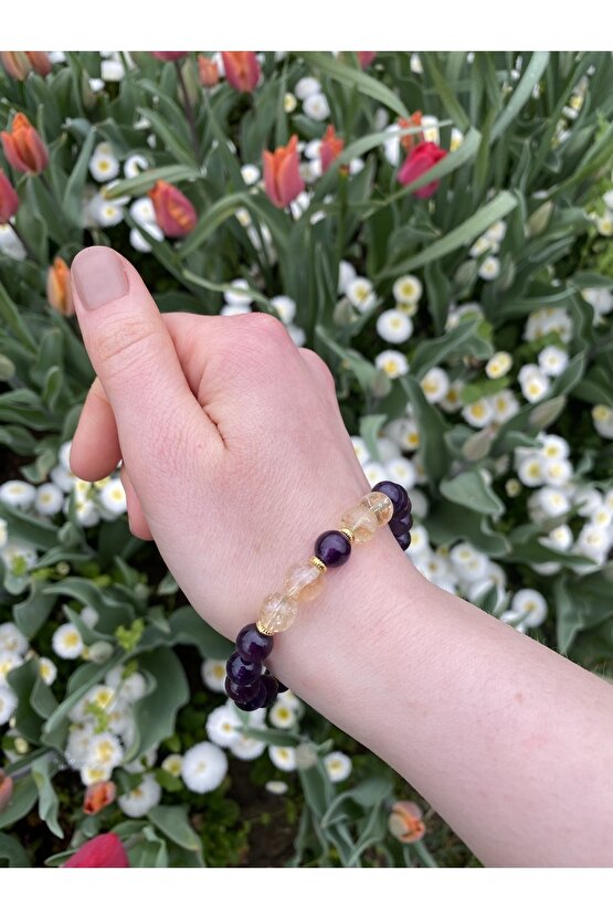 Doğal Taş Bileklik (AMETİST VE SİTRİN TAŞI)