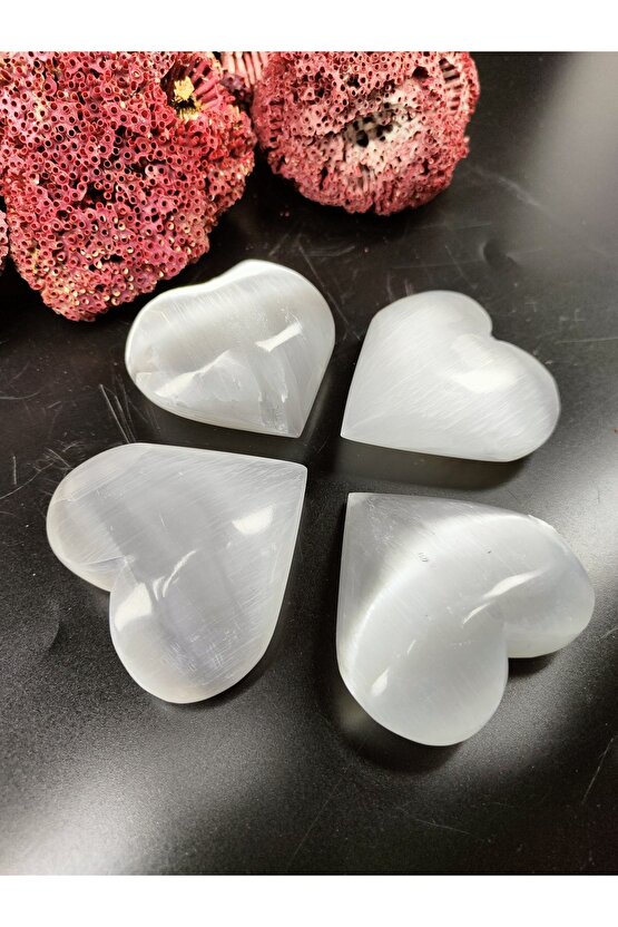 Selenit Kalp Dekoratif Doğal Taş (sertifikalı) (1 Adet)