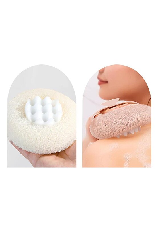 SN-26217 Vantuzlu Banyo Masaj Süngeri Peeling Etkili Vücut Kesesi ve Köpürtücü