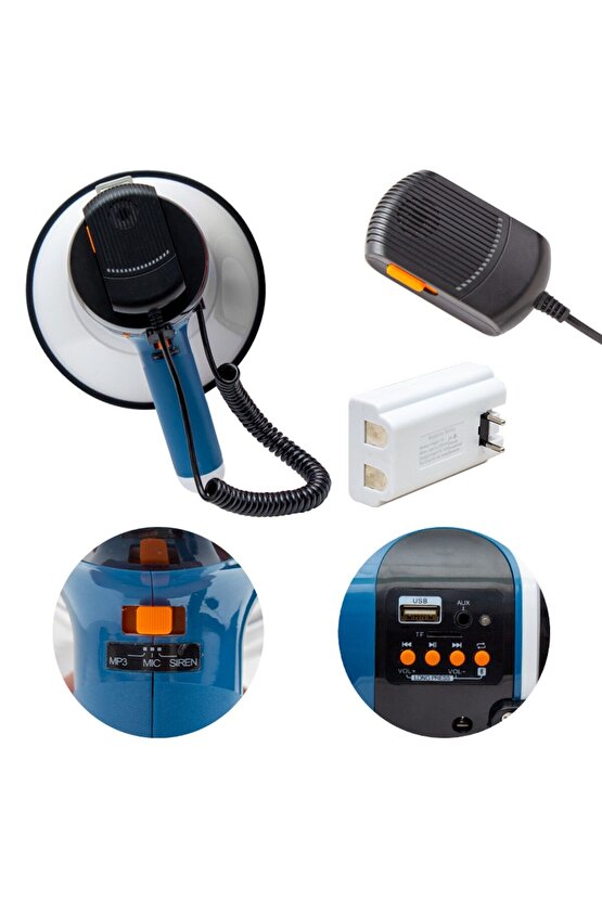 Mikrofonlu Megafon 100 Wat Ses Gücü SD Kaartlı KPF49-J55L