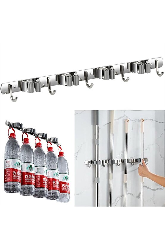 SN-26351 Beş Kancalı Dört Klipsli Paspas-Süpürge Tutucu - Askılık
