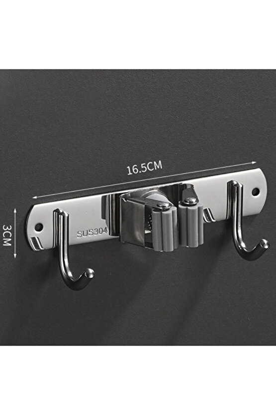 SUNUP SN-26348 ÇİFT KANCALI PASPAS-SÜPÜRGE TUTUCU - KLİPSLİ ASKILIK