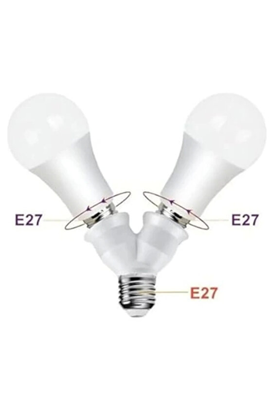 E27 Duy Çoğaltıcı (Tek Duydan Çift E27 Lamba Bağlantısı)