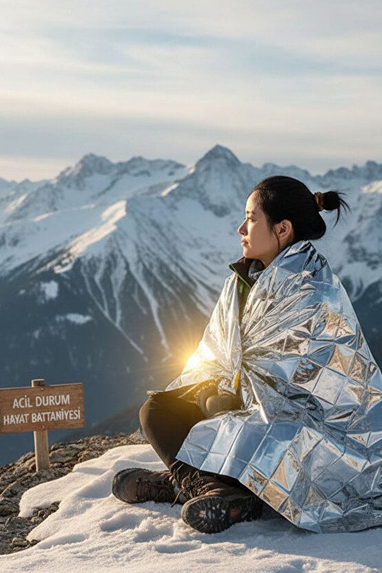 Acil Durum Hayat Battaniyesi Örtüsü Sıcak Soğuk Tutar Termal Battaniye - Yer Kaplamaz