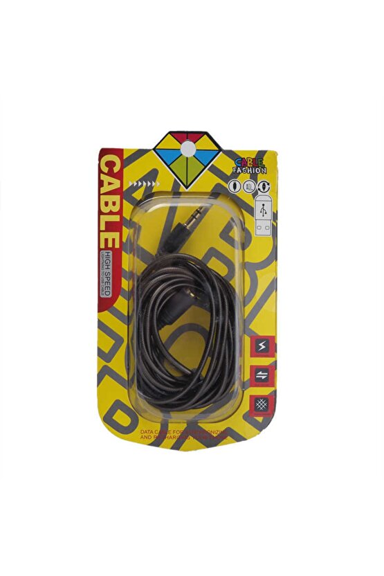 Jacklı 3 Metre Aux Uzatma Kablosu Siyah