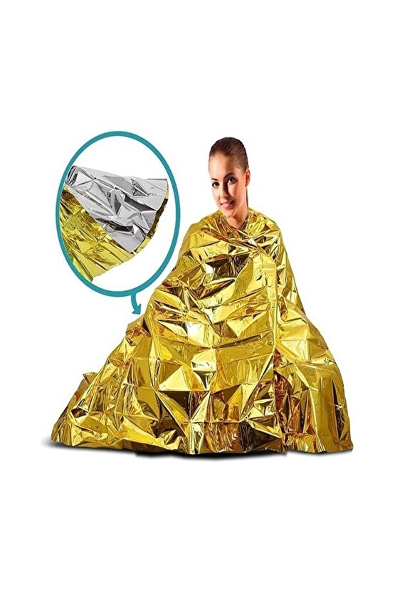 Sarı 5 Adet Acil Durum Ilk Yardım Battaniyesi Deprem Yanık Termal Battaniye Su Geçirmez 1,60x2.10 cm