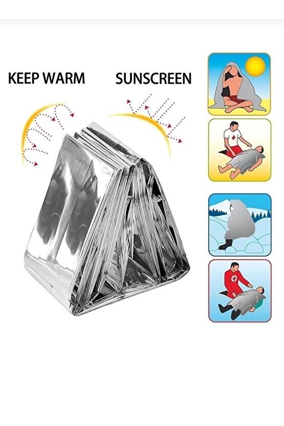 Deprem Acil Durum Kiti - 4 Adet Gri Termal Battaniye 4 Adet El Feneri 12 Adet Düdük