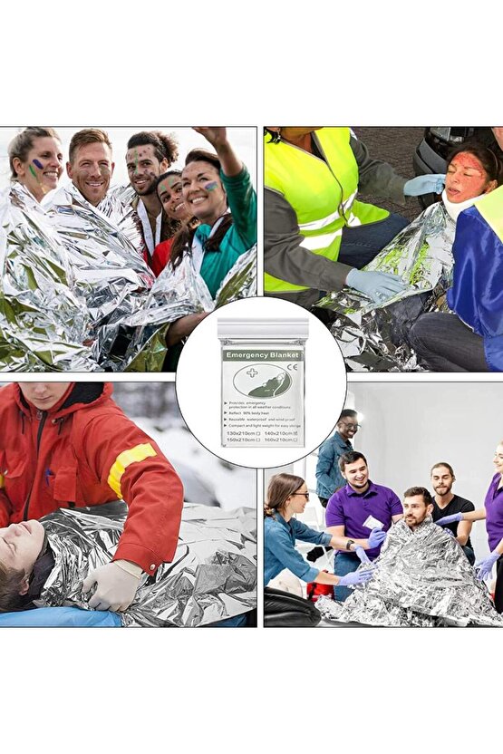 Acil Durum Ilk Yardım Battaniyesi Termal Battaniye Nem Ve Soğuktan Koruma Su Geçirmez (4 ADET)