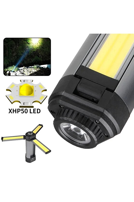 25 WATT USB - TYPE-C GİRİŞLİ P50 VE COB LEDLİ 2 KANATLI KOLLU ÇALIŞMA LAMBASI (4887)