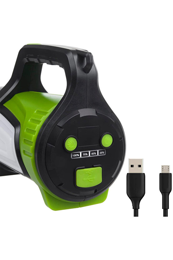Powermaster Js-881b Şarjlı Ledli Uzun Menzilli Kamp Tipi Çok Fonksiyonlu Işıldak Fener (Lisinya)