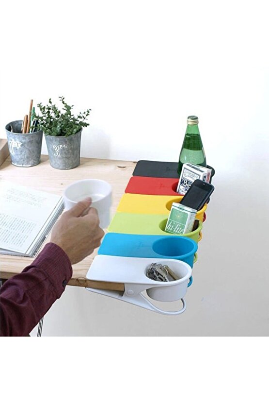 Ofis Masa Kenarı Bardak Tutucu Büyük Boy Dergi Not Tutucu Kıskaç