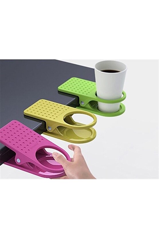 Buffer® Kıskaç Mandallı Masa Kenarı Bardak Tutucu Bardaklık Tutacağı