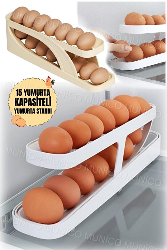 Buzdolabı İçin Yumurta Organizatör Plastik Kaydırmalı Kompakt Tasarım Yumurta Dağıtıcı Çift Katmanlı