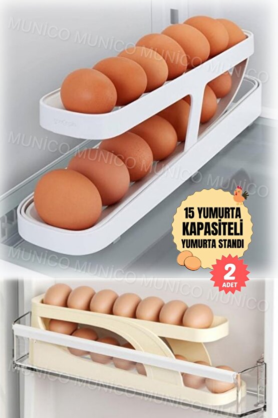 2 Adet İki Katlı Yumurta Haddeleme Depolama Rafı Yumurta Depolama Tutucu Rolldow Yumurta Dağıtıcı