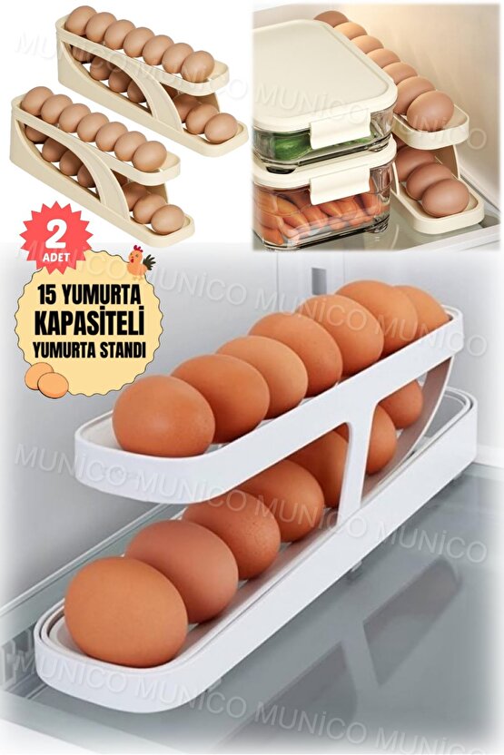 2 Adet İki Katlı Yumurta Haddeleme Depolama Rafı Yumurta Depolama Tutucu Rolldow Yumurta Dağıtıcı