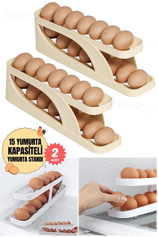2 Adet İki Katlı Yumurta Haddeleme Depolama Rafı Yumurta Depolama Tutucu Rolldow Yumurta Dağıtıcı