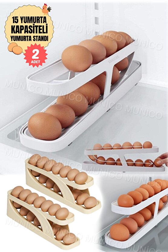 2 Adet İki Katlı Yumurta Haddeleme Depolama Rafı Yumurta Depolama Tutucu Rolldow Yumurta Dağıtıcı