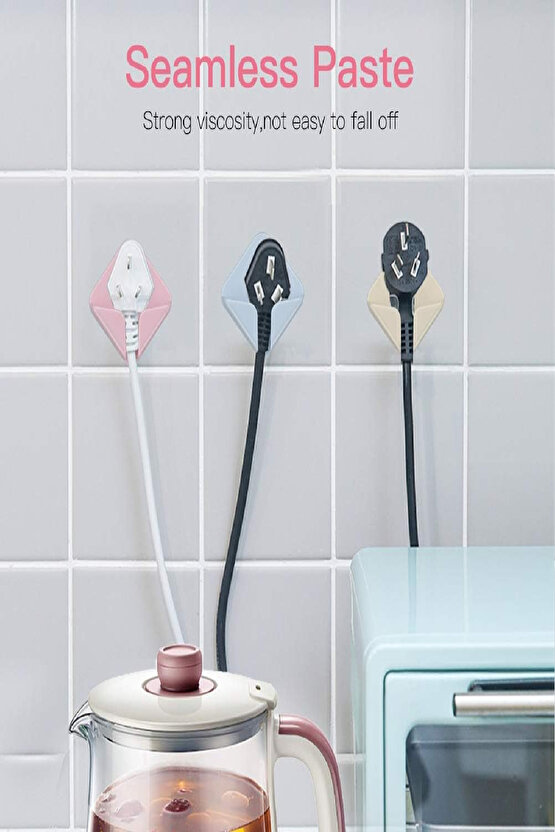 Silikon Fiş ve Kablo Tutucu – Kendinden Yapışkanlı, İkili Set, Çok Amaçlı, Üçgen Tasarım Organizer