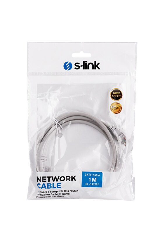 Kablo.cat6 1 Metre Gri S-lınk Sl-cat601 Poşetli * Powermaster Pm-7353