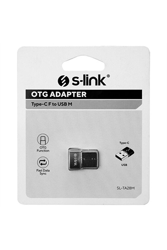 S-Link SL-TA28M Otg Çevirici TYPE-C Dişi TO USB Erkek Metal Gövdeli