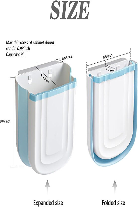 Katlanabilir Körüklü Mutfak Çöp Kovası Tezgah Üstü Dolap Askılı Pratik Katlanır Çöp Kutusu