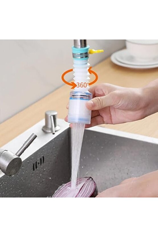 2 ADET 360 Derece Dönen Su Filtreleme Özellikli, Ayarlanabilir Musluk Filtresi, Katlanabilir Uzayan
