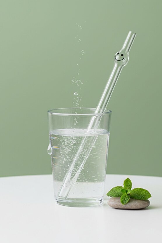 10 Adet Mega Cam Pipet Gülen Surat Geniş Pipet - Pipet Fırçası Hediye