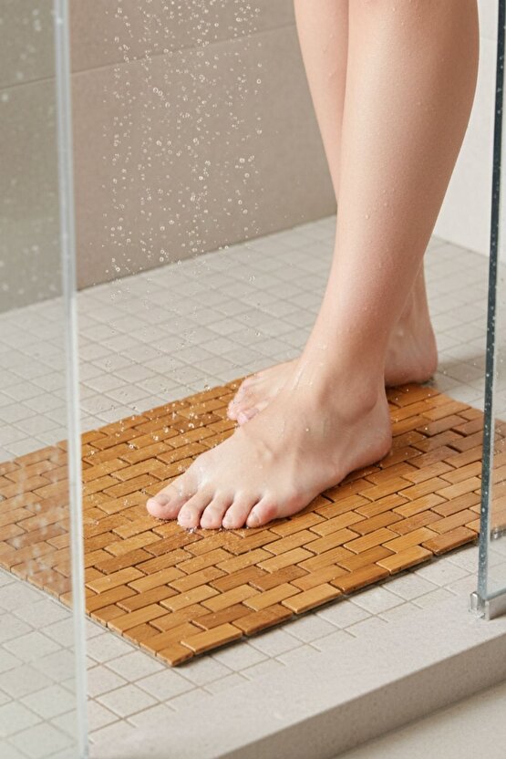 42 x 62Cm Kaydırmaz Çok Amaçlı Bambu Paspas - Duş Kapı Önü Makine Üzeri Koruyucu Çok Amaçlı Kullanım