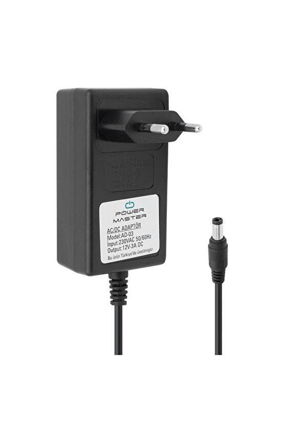 Pm-12667 12 Volt - 3 Amper 5.5*2.5 Uçlu Plastik Kasa Priz Tipi Adaptör