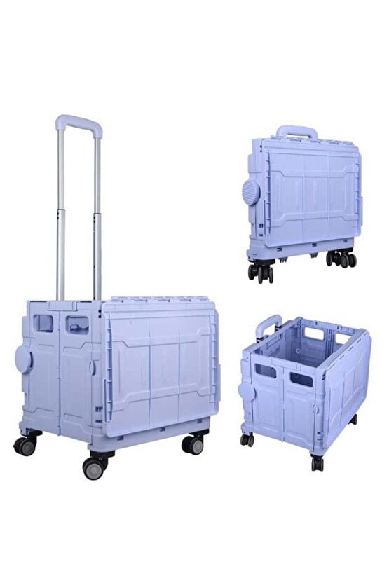 Sunup Sn-26967 Katlanabilir Market Pazar Kamp Tekerlekli Alışveriş Arabası 60kg Kapasiteli