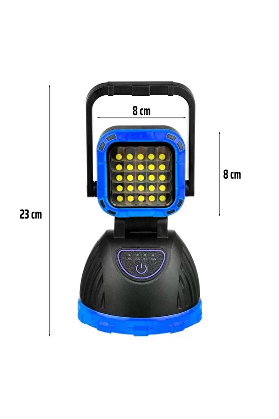 PM-8033B 6 Modlu EL Feneri Ve Işıldak Acil Durum Lambası 25 Cob Ledli Solar Şarjlı