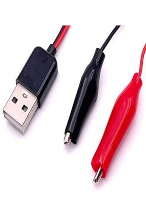 PM-28657 USB Erkek - Küçük Krokodil Uçlu 5V 2A Test Kablosu 60 CM