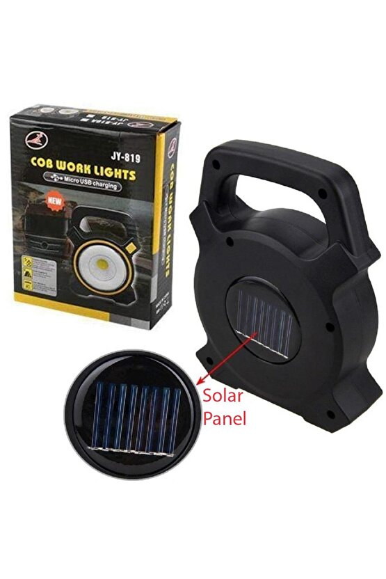 JY-819A COB ve Angel LEDli 3 Modlu Solar + Usb Şarjlı Çalışma Lambası