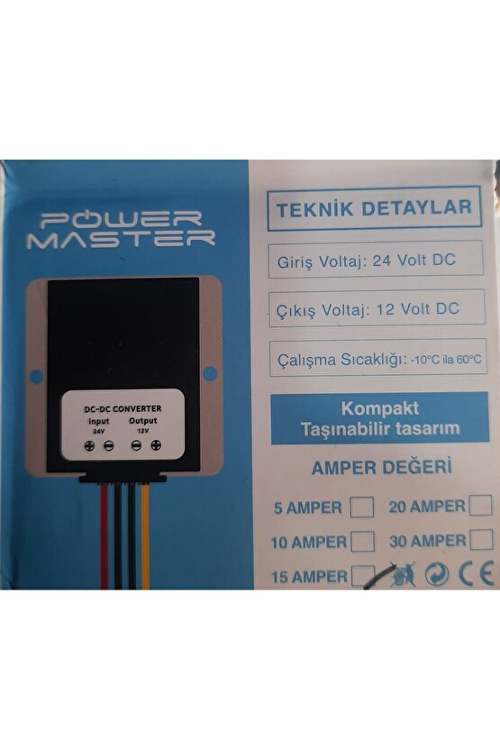 PM-7904 Yeni Kasa 24V Dc  12V Dc  15 Amper Oto Konvertör