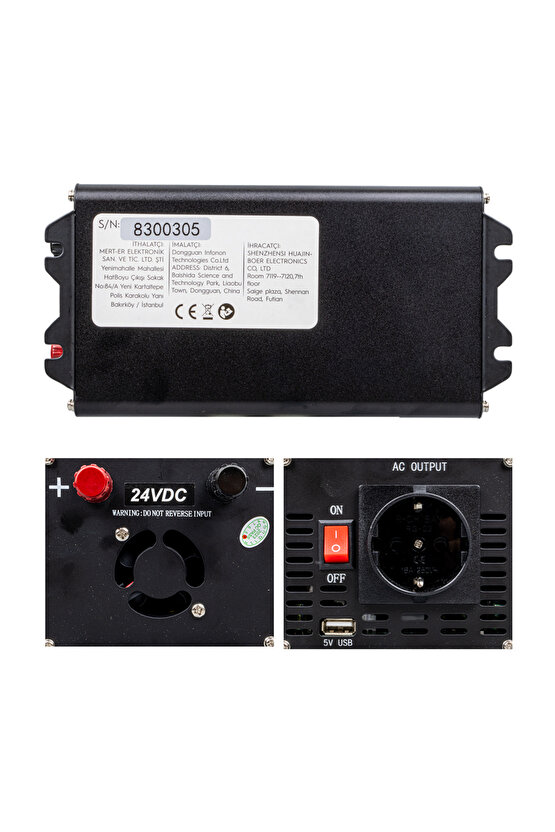 PWR600-24 TEK DİJİTAL EKRAN 24 VOLT - 600 WATT MODIFIED SINUS WAVE INVERTER