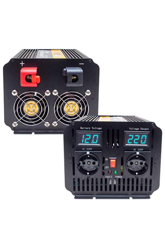 POWERMASTER PWR1800-12 ÇİFT DİJİTAL EKRAN 12 VOLT - 1800 WATT MODIFIED SINUS WAVE INVERTER
