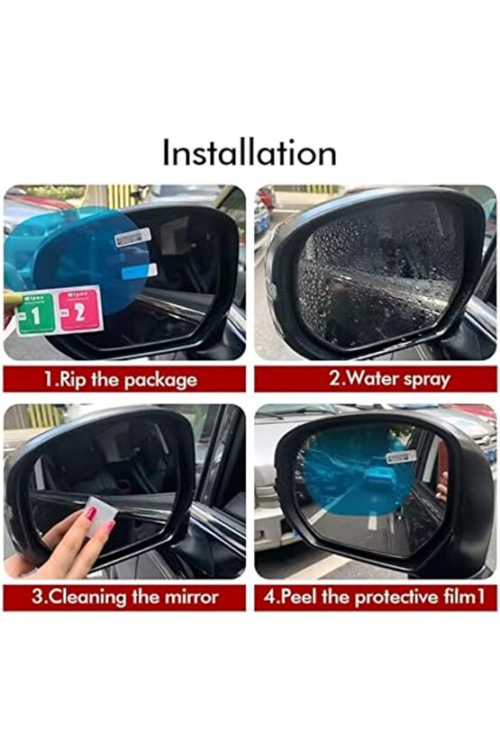 Ayna Yağmur Kaydırıcı Film, Dikiz Aynası Buğu Önleyici ve Su Geçirmez Film 2 li SET