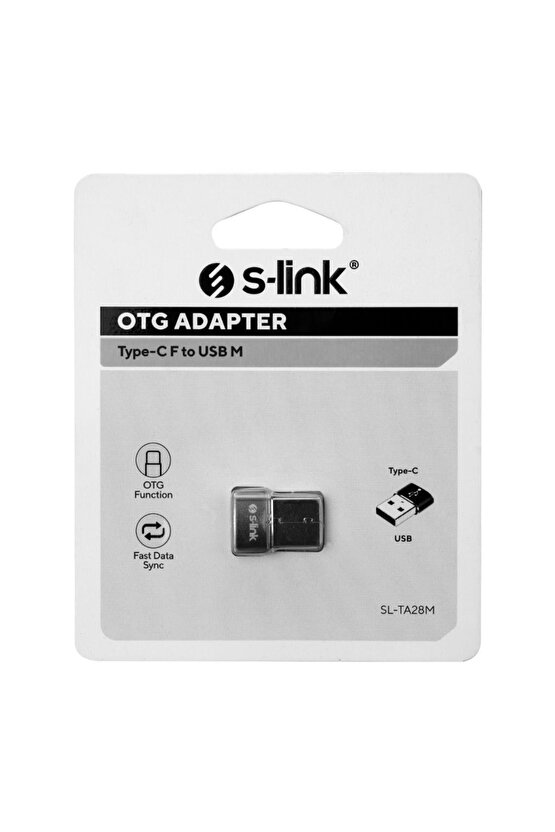 Sl-ta28m Siyah Type C F To Usb M Metal Gövdeli Otg Çevirici