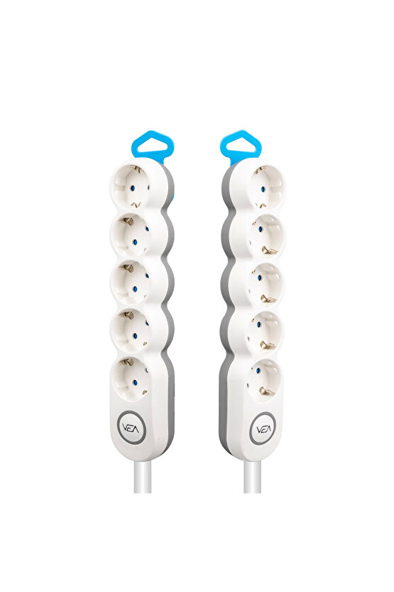 Mullkrg Krg01 Ve-2S5S 5Li 1,5 Metre Kablolu Anahtarlı Beyaz Akım Korumalı Grup Priz (Muul)