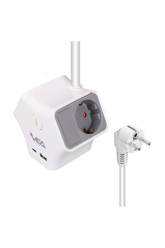 M3LFS- vea ve-g903yc 3lü usb+ type-c girişli anahtarli 1.5 metre grup priz