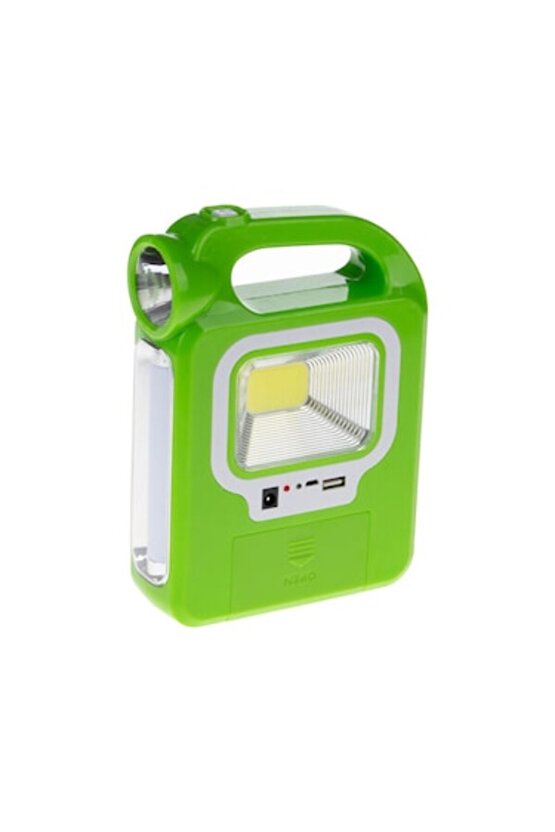 HB-6399 Parlak Cob LED Solar Powerbank Özellikli Güneş Enerjili Işıldak +1 Ampul Hediye