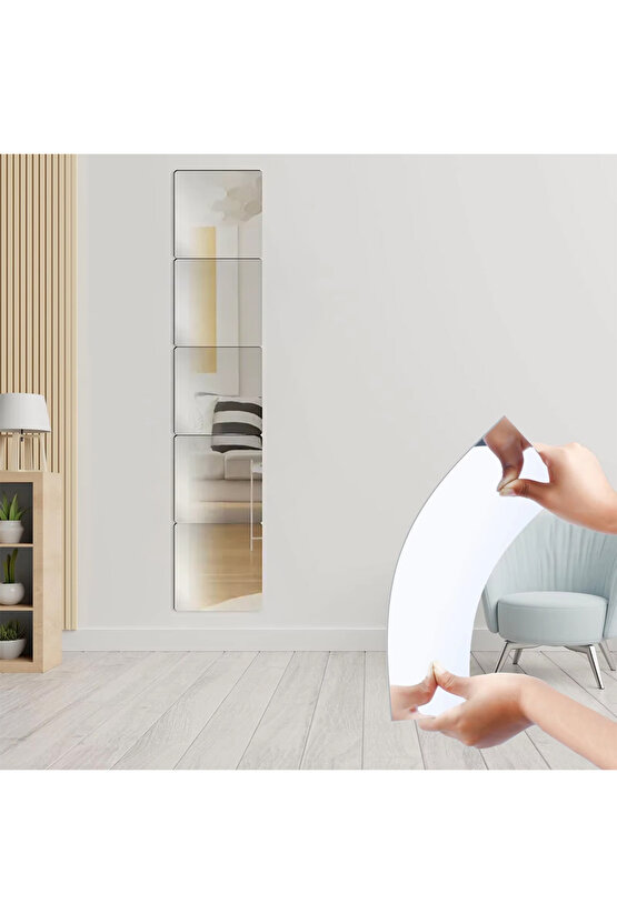 40X40CM KENDİNDEN YAPIŞKANLI ESNEK PVC DUVAR AYNASI PANEL STİCKER ÇIKARTMA (4619)