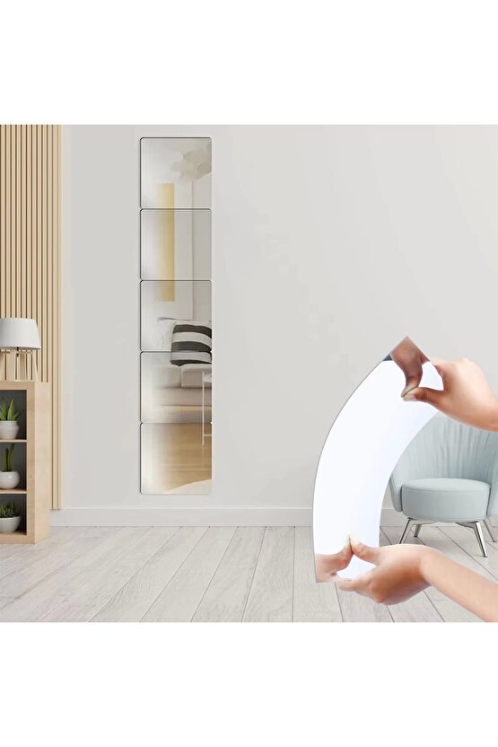 40X40CM KENDİNDEN YAPIŞKANLI ESNEK PVC DUVAR AYNASI PANEL STİCKER ÇIKARTMA (4172)