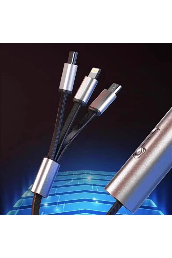 PM-25800 3in1 (Micro USB - Lightning - Type C) Telefon Şarj Kablosu