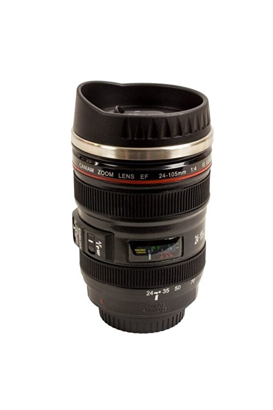 Paslanmaz Çelik Objektif Termos Bardak Siyah, Lens Termos