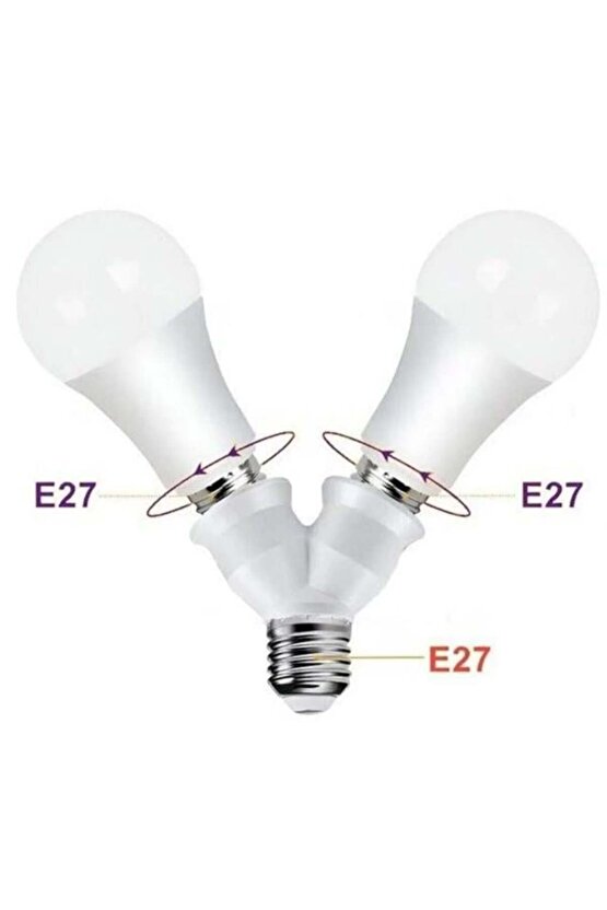DY-101 E27 Duy Çoğaltıcı (Tek Duydan Çift E27 Lamba Bağlantısı) (4835)